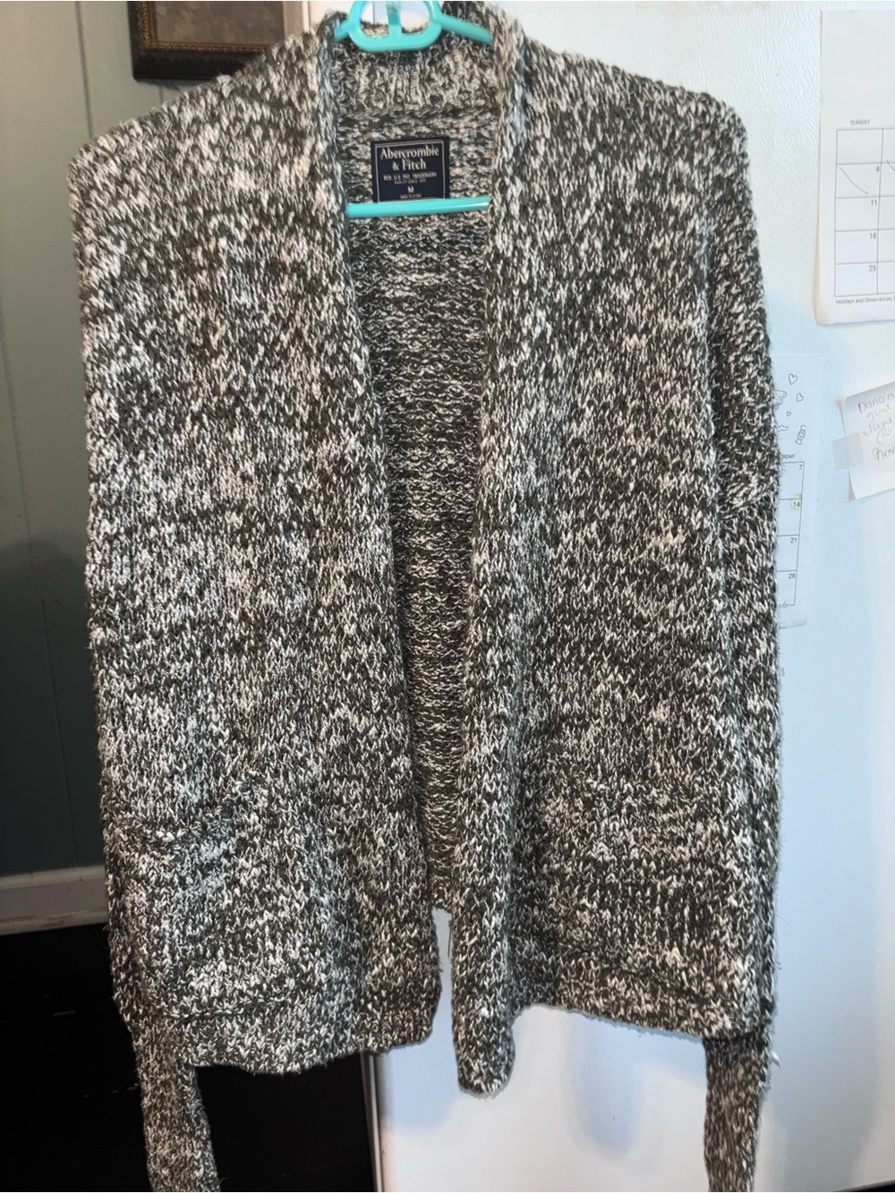 Abercrombie & Fitch Women's Green  & light green Marled Open Cardigan